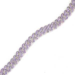 <b>Silver</b> Gourmet Chain Fashion <b>Bracelet</b> with Purple Stones Elegant and Stylish <b>Bangles</b> - Product Image 3