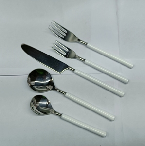 Couverts en acier inoxydable de 5 pièces avec poignée blanche design moderne durable résistant à la rouille pour la maison hôtel et restaurant - Product Image 3