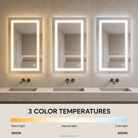 Kingstin miroir LED intelligent sans cadre pour salle de bain, lumière 3 couleurs dimmable, tactile antibuée, mural sur mesure