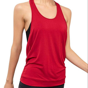 Débardeur pour femme à col rond, respirant, avec logo frontal, en polyester et élasthanne, pour la salle de sport, sans manches, prix avantageux - Product Image 2