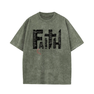 T-shirt surdimensionné en coton délavé vintage 230gsm pour hommes Style rétro artistique flocon de neige frit court lâche lavé à l'acide 100% coton - Product Image 1