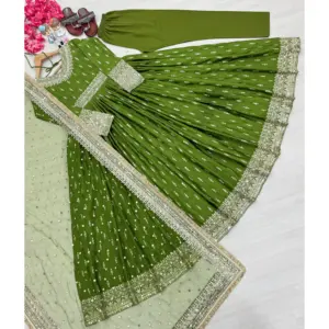 Conjunto de Diseñador para Mujer, Dupatta Bordada y Vestido Largo - Product Image 1