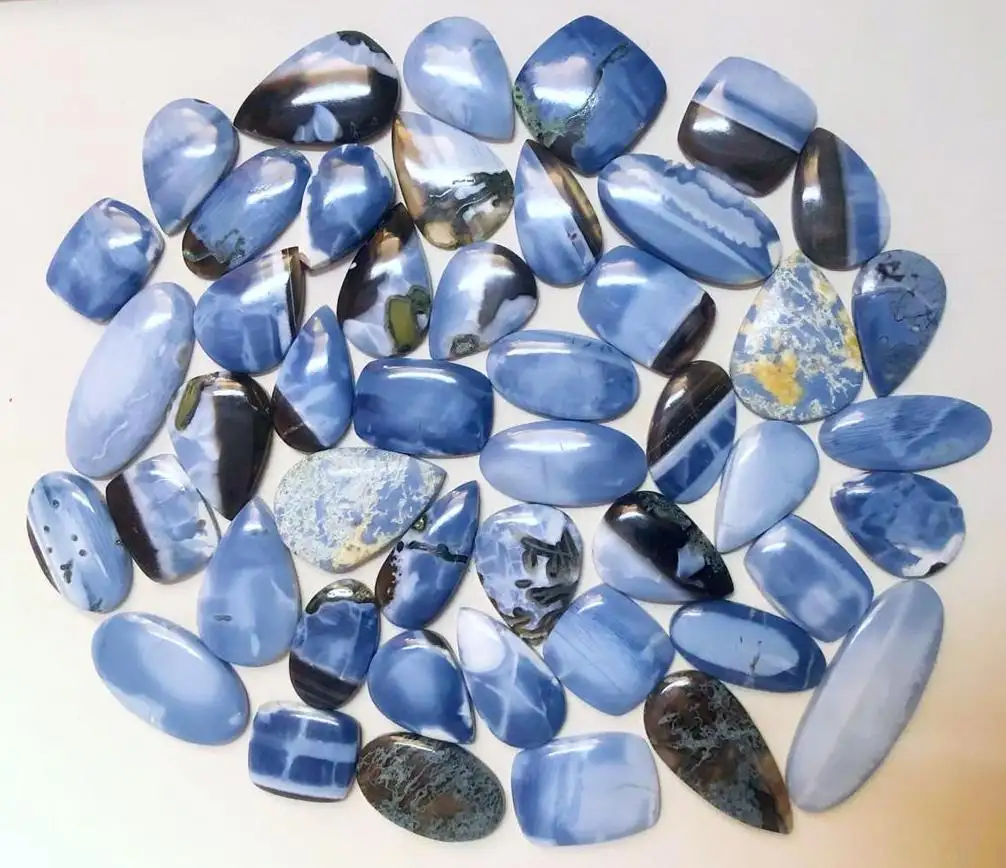 Cabochão de alta qualidade Owhyee Opala Azul para fazer joias com pedras preciosas naturais em formato oval, cabochão de pedras preciosas soltas Opala azul agradável