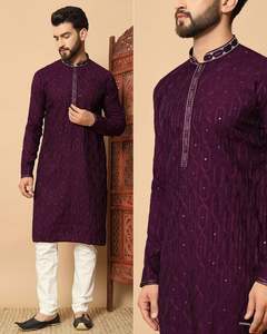 La mayoría del traje de tendencia de diseñador de lujo Venta caliente Mejor pantalón Kurti de seda Premium con proveedor de trabajo de lentejuelas bordadas DE LA India - Product Image 3