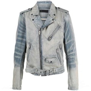 Veste en jean personnalisée pour homme, multi-zippée, style motard, effet usé, vestes en jean pour homme - Product Image 1