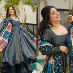 kurti dress for ladies LOVELY BLUE IKKAT LONG GOWN /KURTI FOR WOMEN -RCLKGW001  www.soosi.co.in