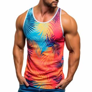 Custom Wholesale Sublimation Printed <b>Mens</b> Sports Tank Top Muscle Tank Top Quick Dry Breathable <b>Gym</b> Fitness <b>Vest</b> - Product Image 5