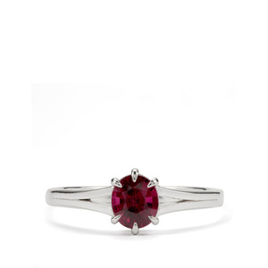Malawi Red <b>Garnet</b> <b>Ring</b> 1.10 Carat Fancy Cut Claw Setting Slightly Included Clarity 8x6mm For Women 925 Sterling Silver Grandeur - Product Image 2