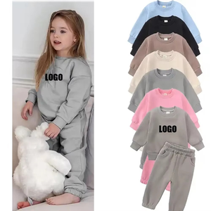 Automne décontracté Logo personnalisé chaud polaire enfants vêtements 2 pièces hiver enfants unisexe sweats à capuche survêtement - Product Image 6