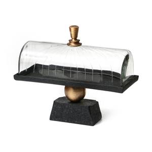 Designer Golden <b>Cake</b> <b>Stand</b> <b>with</b> <b>Glass</b> <b>Dome</b> Elegant <b>Cake</b> Pastry Tray for Enhancing Party Decor - Product Image 5