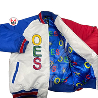 Veste en satin personnalisé blanc Eastern Star Sorority avec logo brodé Veste en satin OES Winter Crossing pour les membres de la sororité