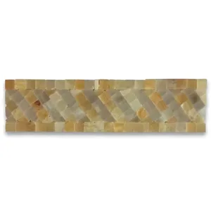 B0091P Renaissance Honey Onyx Mármol Mosaico Borde Listello Azulejo 2x7,7 Polaco Elegante Polaco Azulejos - Product Image 1