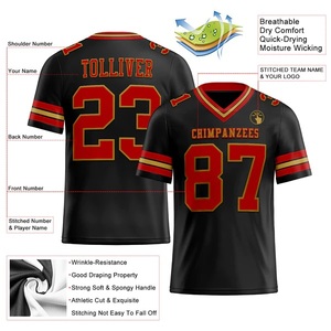Camiseta de fútbol de verano personalizada para hombre, conjunto con cuello en V y nombre del equipo y número de malla, ropa de fútbol y fútbol de poliéster - Product Image 2