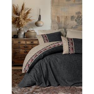 Ensemble housse de couette double en coton Yamka Beige 8680108078266 Folk Art Design pour literie - Product Image 1