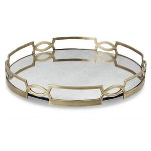 ใหม่ออกแบบโลหะกระจกถาดรอบโลหะและกระจกฐานถาดด้วยทองเหลืองโบราณเสร็จในราคาที่ลดสำหรับการสั่งซื้อจำนวนมาก - Product Image 1