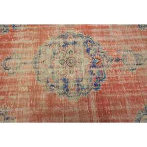 Turkish Rug, Area 3.8x7.8 ft Vintage Rug, <b>Red</b> Blue Patchwork <b>Wool</b> Rug - Product Image 5