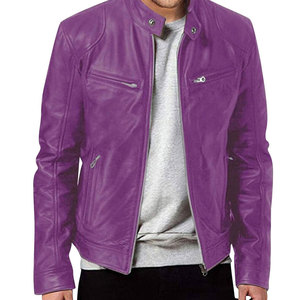 Veste en cuir de couleur unie pour hommes à la mode personnalisée Veste de mode en cuir véritable au design personnalisé Veste pour hommes - Product Image 2