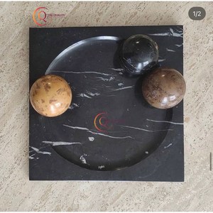 Cenicero para fumar de mármol puro de lujo, superventas, bandeja de almacenamiento de óxido de mesa brillante negra, hogar y restaurante a buen precio - Product Image 6