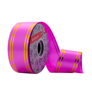 Polypropylene rõ ràng Poly Ribbon CuộN <span class=keywords><strong>PP</strong></span> Ribbon với dòng vàng gói Quà Tặng Lễ hội trang trí hoa ruy băng cuộn - Product Image 5