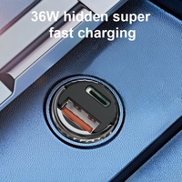 Pengisi Daya Mobil Transparan Sunda Mini PD36W Adapter Pengisi Daya Mobil Ukuran Kecil PD Pengisian Cepat Cargador Para Carro untuk Ponsel