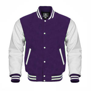 Personnalisable hommes blanc Royal laine corps bouton pression High Street Letterman Baseball veste d'hiver en cuir véritable Varsity - Product Image 1