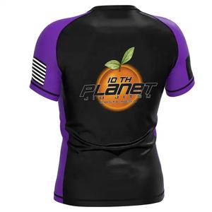 Orange pixel maskta sriracha couleurs personnalisées à manches courtes hommes coupe ample bjj unisexe recyclé rash guard - Product Image 3