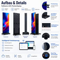 Écran d'Affiche LED Pliable d'Intérieur Mobile Pleine Couleur pour Magasin de Détail Publicité Solution Publicitaire Portable
