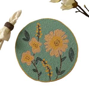 Luxurious Beaded <b>Placemat</b> with Floral Designs Embroidery <b>for</b> House Warming Home Hotels Dining Party Table Decor Discount Price - Product Image 3