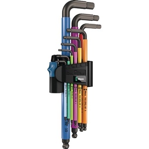 Jeu de tournevis hexagonaux WERA 9 pièces 950 SPKL/9 SM HF longs, codés par couleur, 1,5-10 mm, tête sphérique courte Wera - Product Image 1