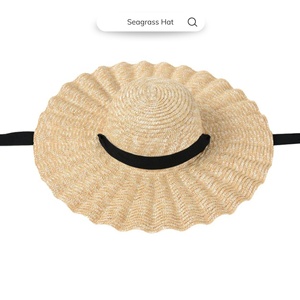 Sombrero de Paja para Mujer, Ala Ancha en Forma de Concha, 100% Natural, Protección Solar para Verano, Sombrero para Exteriores, OEM Personalizado Viettimecraft - Product Image 1