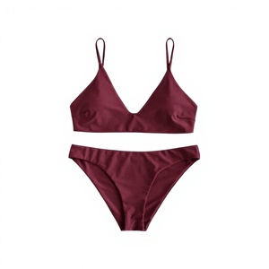 Traje de Baño Bikini de Dos Piezas con Estampado Triangular Personalizado, Espalda Descubierta, Relleno Extraíble, de Spandex/Nylon de Secado Rápido para Mujer - Product Image 1