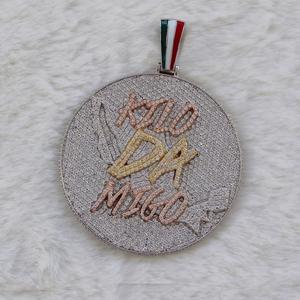 925 argent personnalisé lettre nom pendentif rond Moissanite diamant Hip Hop bijoux glacé charme nom collier cadeau d'anniversaire - Product Image 2