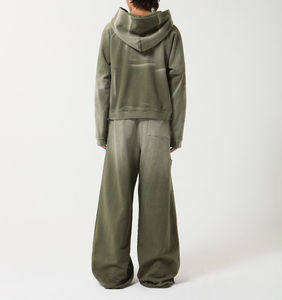 Pantalones de chándal con capucha acampanados bordados desgastados con lavado ácido para hombre, chaqueta, ropa de calle, conjunto de chándal de algodón de 2 piezas - Product Image 6