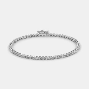 Bracelet en or blanc massif 18 carats avec diamant rond, pierre de naissance, cadeau, or véritable naturel pour les filles - Product Image 1