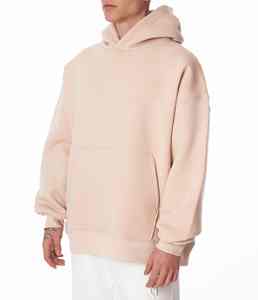 Sudadera con capucha para hombre, básica, de gran tamaño, color beige, 100% algodón, ropa urbana, Sudadera con capucha de calidad premium - Product Image 5