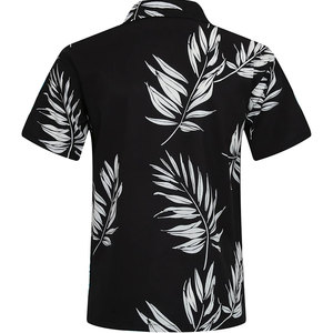 Chemise hawaïenne en satin pour homme en polyester/coton, écologique, à séchage rapide, à manches courtes, motif tropical coucher de soleil - Product Image 6