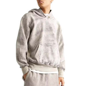 Alta calidad invierno bordado Street Wear hombres ácido lavado sudaderas con capucha pulóver - Product Image 5