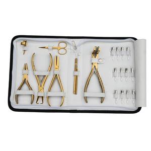 Outils professionnels pour extensions de cheveux à sertir à plat avec pince à presser pour extensions à bandes, outil de retrait, enfileur de boucles et petits ciseaux de coupe - Product Image 1