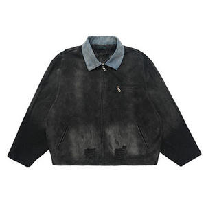 Chaqueta vaquera personalizada de talla grande para motocicleta, abrigo informal de otoño, chaqueta vaquera con botones, abrigo ajustado para hombre - Product Image 1