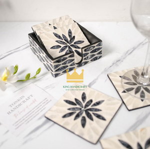 Posavasos hecho a mano Aislamiento térmico natural Almohadilla cuadrada Posavasos de concha de lujo ligero Popular en Vietnam - Product Image 4