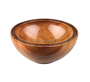 Article décoratif pour la maison Meilleure vente Salade en bois d'acacia naturel Design unique Ustensile Salade Bol de service Bols à fruits Bol en bois de teck - Product Image 1