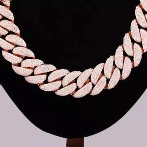 Chaîne à maillons cubains en moissanite ronde 40 carats plaqué rhodium 15mm chaîne Miami mariage glacé bijoux pour hommes en argent sterling 925 - Product Image 3