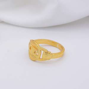 Anillo de latón con diseño de cara sonriente, chapado en oro de 18k, moderno, al por mayor, para mujer - Product Image 2