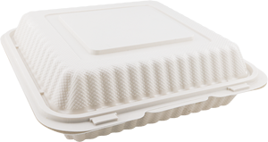 Contenitore per Pranzo EcoSmart 9x9 Bianco in PP con Coperchio, 1 Scomparto, Adatto al Microonde, Stile Casual H-ML91W 3h Corporation - Product Image 1