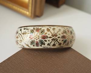 Brazalete ancho de diseñador floral de latón puro 100% hecho a mano, brazalete ajustable, Regalo para mamá - Product Image 6