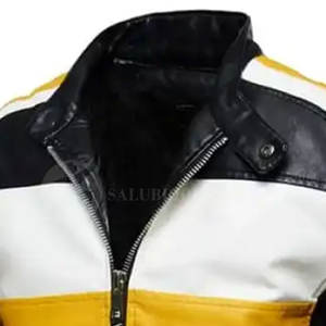 Chaqueta de cuero de moda para hombre Original 100%, cuello levantado con tela de lona de tamaño personalizado, precio bajo - Product Image 5