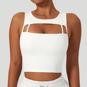 Soutien-gorge de sport réglable à col halter, maintien élevé, séchage rapide, décolleté en U, avec décoration en cristal pour femme - Product Image 6