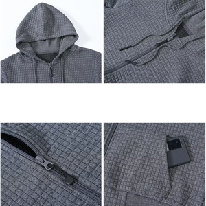 Haute qualité poids lourd fermeture éclair hommes à capuche 100% coton veste Style vêtements d'hiver chaud polaire hommes sweats à capuche - Product Image 3