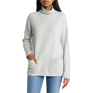 Maglione Invernale Casual da Donna Caslon(r) con Stampa, Taglia X-Large, Traspirante in Misto Cotone con Tasca e Collo Alto, Grigio Mélange - Product Image 1