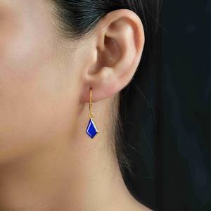 Lapis Lazuli <b>Dangle</b> <b>Earrings</b> In 18k Gold Plating <b>Diamond</b> Cut Leverback <b>Earrings</b> Handmade Gemstone <b>Earrings</b> Gift For Her - Product Image 5